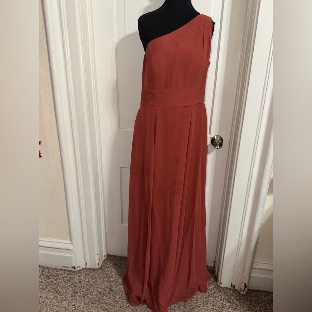 Women's A12 Azazie One-Shoulder Dress in Rust wedding bridesmaid occasion